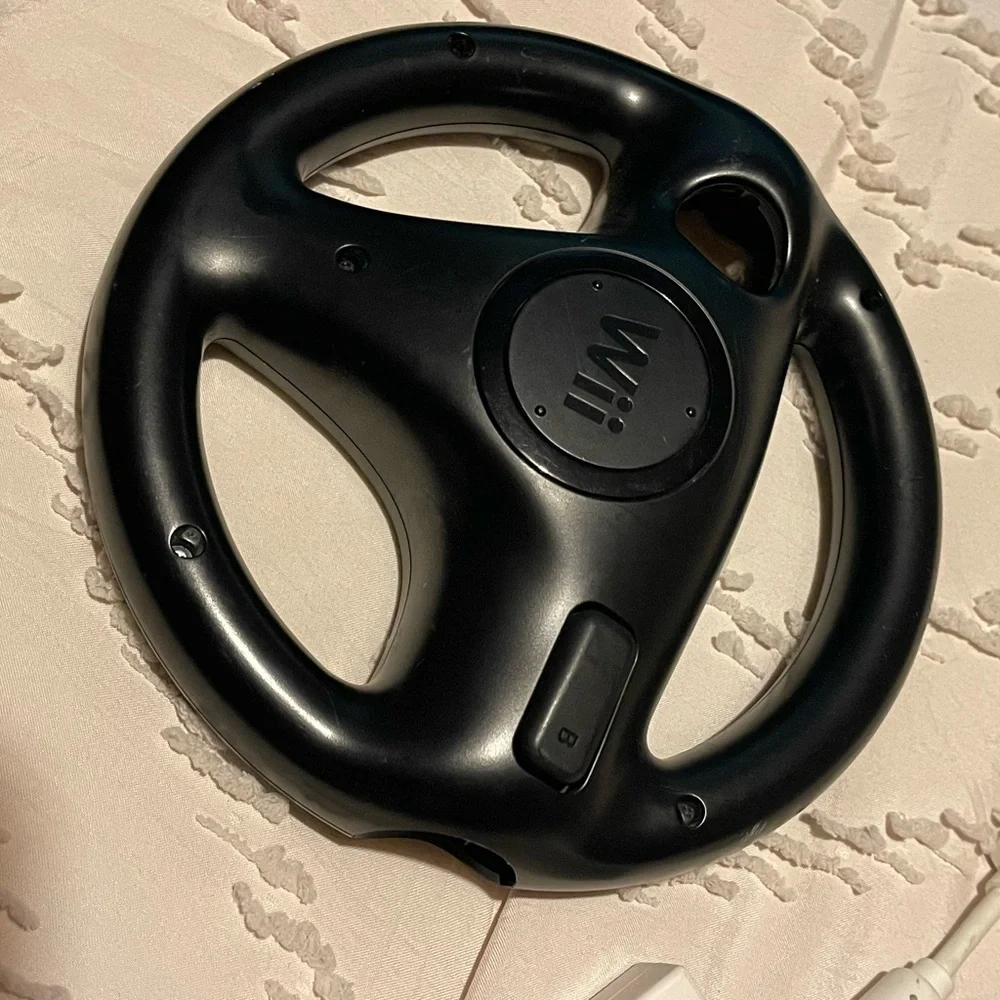 Nintendo Wii Black Racing Steering Wheel Adapter Mario Kart Authentic